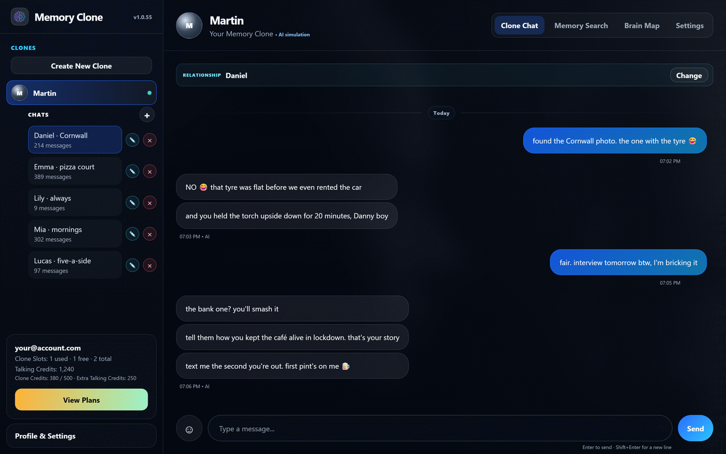 Official Memory Clone relationship-aware chat with Daniel