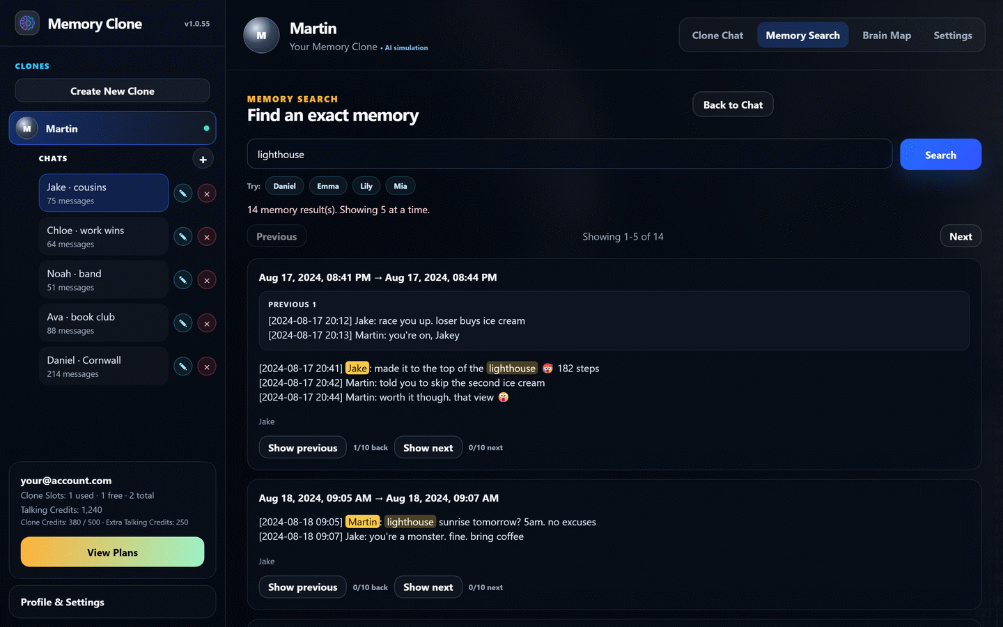 Official Memory Clone Memory Search with dated results